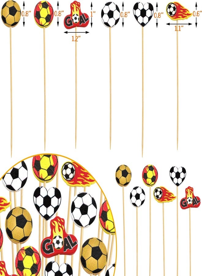WorldBazaar Soccer Cocktail Picks Decorative Toothpicks For Appetizers 120PCS Soccer Food Fruit Sticks Sports Party Supplies Soccer Party Decorations - Image 2