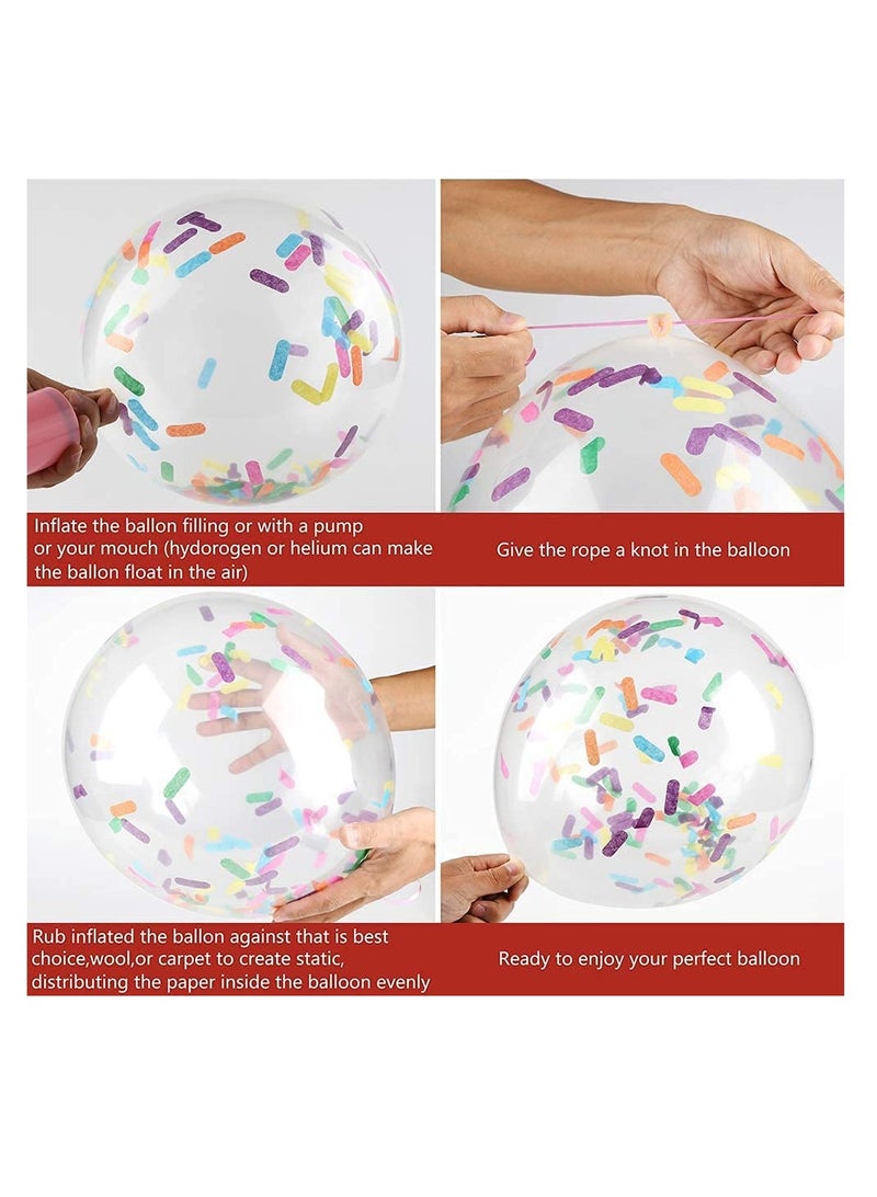 Excefore Party Balloons, Birthday Balloons Sprinkles Confetti Balloons Pack - Ice Cream Sprinkle Balloons. Latex Balloons, 12-Inch with Confetti for Party Decorations, Wedding & Bridal, Baby Shower (50PCS) - Image 3