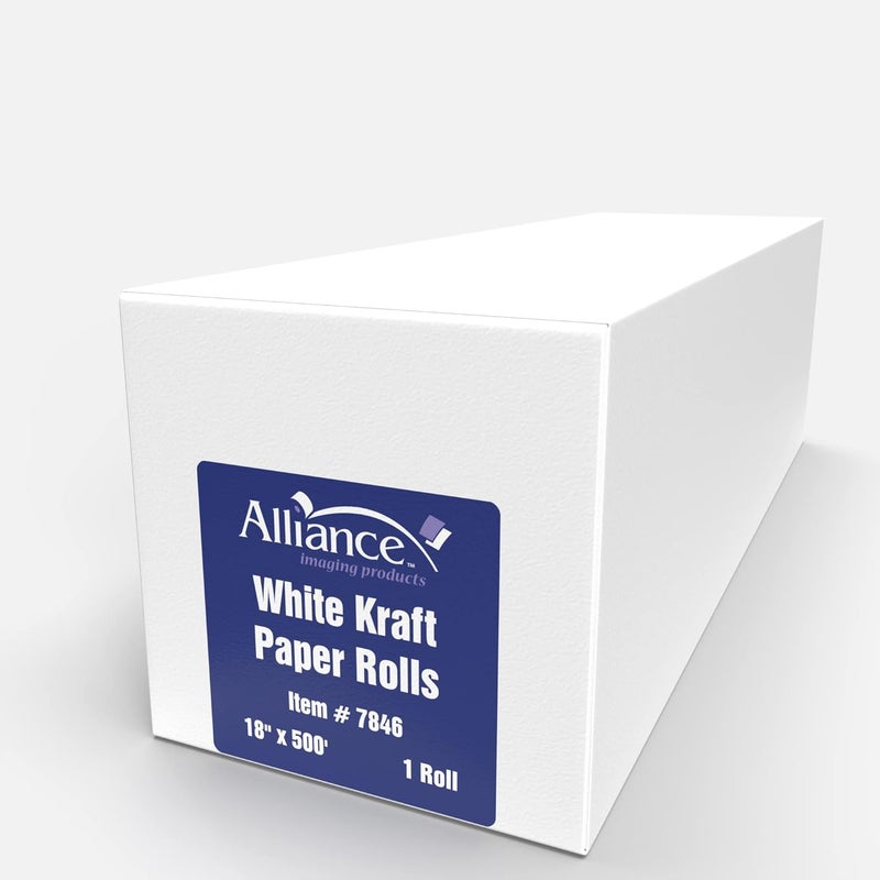 Alliance لفة ورق كرافت أبيض للفنون والحرف 18 × 500 مثالية للألوان والفن الجداري وورق اللوحات وورق لوحات الإعلانات وتغليف الهدايا وحرف الأطفال مصنوعة في الولايات المتحدة الأمريكية - Image 2