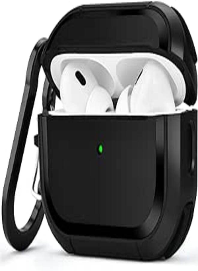 VISOOM VISOOM Compatible with Airpods Pro 2 Case Cover Rugged Armor Hard Shell Shockproof Apple Airpod Pro 2nd Generation 2022 Protective Case Replacement Support Wireless Charging Keychain Lanyard(Black)