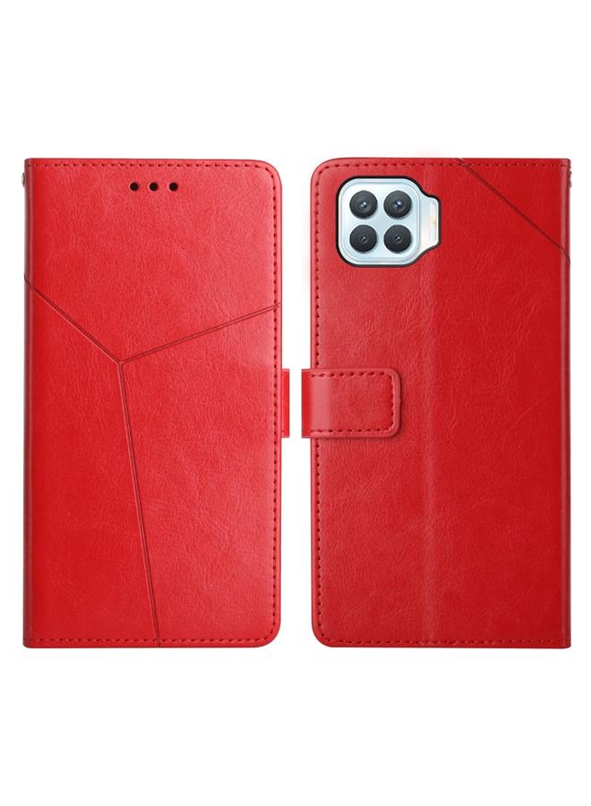 اس-توب جراب هاتف OPPO F17 Y بخياطة أفقية من الجلد القابل للطي - Image 1