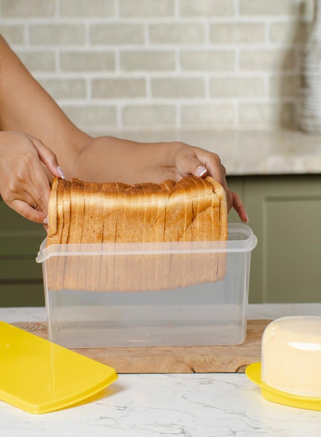 Gluman Plastic Big Bread Box with Butter Dish Container | Bread Box And Butter Dish Combo | 100% Food Grade | Dishwasher Safe | Freezer Safe | Recyclable | Reusable (Yellow) - Image 4