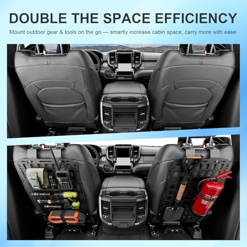 SZYANG 2PCS Seat Back Molle Panel Compatible with 2019-2026 Dodge Ram 1500 Seat Back Organizers Molle Tactical Truck Organizer Replacement for 2019-2026 Dodge Ram 1500 Accessories - Image 3