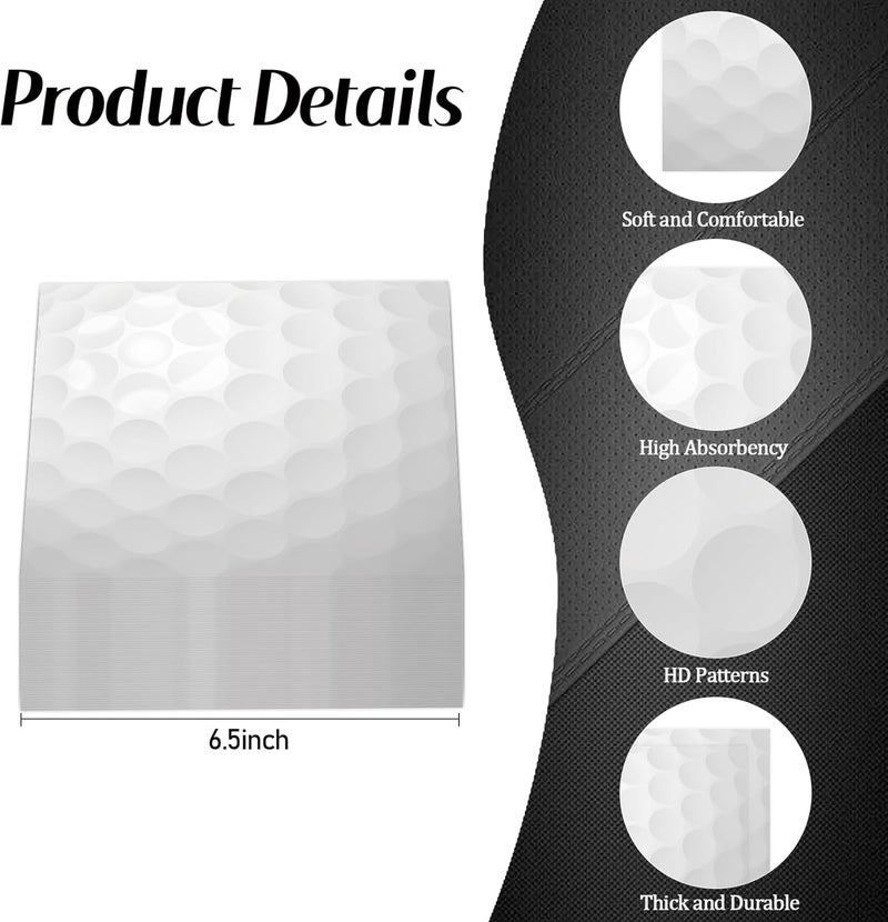 KFJBPB 50 Pcs Golf Napkins 13 x 13 Inches, Golf Ball Paper Napkins Sports Theme Disposable Cocktail Napkins for Birthday Baby Shower Basketball Party Decorations (Golf) - Image 3