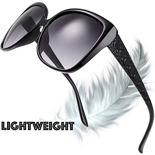 The Fresh Women's Oversized Square Jackie O Cat Eye Hybrid Butterfly Fashion Sunglasses - Exquisite Packaging (719202 New Black, Gradient Grey) - Image 3