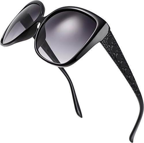 The Fresh Women's Oversized Square Jackie O Cat Eye Hybrid Butterfly Fashion Sunglasses - Exquisite Packaging (719202 New Black, Gradient Grey) - Image 1