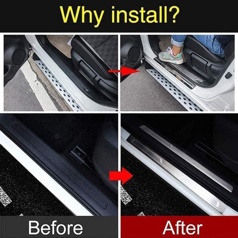 4Pcs Car Door Sill Protector, Automotive Door Entry Guard Protector Trim for Chevy Silverado/GMC Sierra 2014 2015 2016 2017 2018, Stainless Steel Material Door Sill Guards Accessories - Image 4