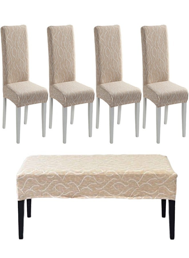 CRFATOP Dining Room Chair Covers Slipcovers Set of 4 with Bench Chair Cover tretch Dining Chair Covers Upholstered Bench Slipcover for Hotel Ceremony Banquet Wedding Party,26 - Image 1