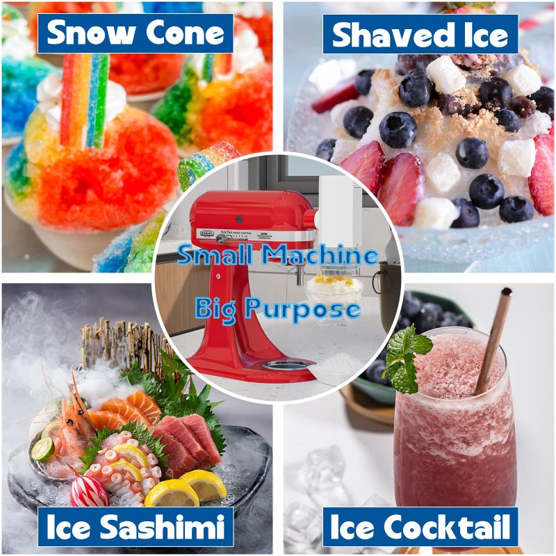 Eascandy Shaved Ice Attachment for KitchenAid Stand Mixer, Snow Cone Maker for KitchenAid with 8 Ice Molds, Stainless Steel Blade Ice Shaver Attachment for Kitchen Aid Mixer - Image 5
