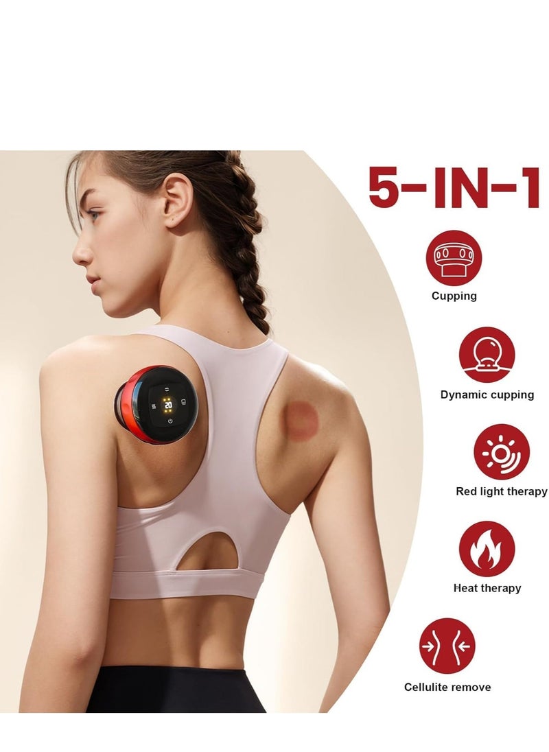JAJEEK - 4-in-1 Smart Dynamic Cupping Therapy Set – Vacuum Therapy Machine, Cellulite Massager with 12-Level Temperature & Suction, Gua Sha Massage Tool (Red) - Image 1