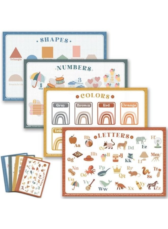 Babebay Disposable Placemats for Baby, 60 Pack Sticky Toddler Placemat for Restaurants, Dining Table, Party, Travel, 12" x 18" with 4 Designs - Image 1