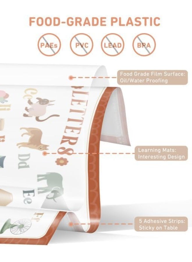 Babebay Disposable Placemats for Baby, 60 Pack Sticky Toddler Placemat for Restaurants, Dining Table, Party, Travel, 12" x 18" with 4 Designs - Image 4