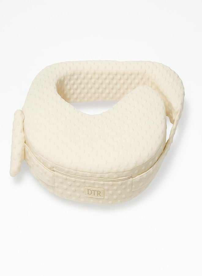 DTR Creation Nursing Pillow for Mom & Baby Feeding Support | Soft Plush Removable Cover | Multi-Use Breastfeeding Pillow with Adjustable Strap - Cream White - Image 1