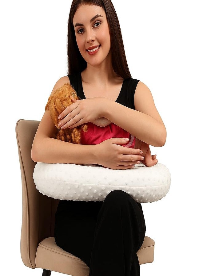 DTR Creation Nursing Pillow for Mom & Baby Feeding Support | Soft Plush Removable Cover | Multi-Use Breastfeeding Pillow with Adjustable Strap - Cream White - Image 4