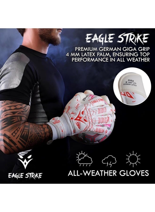 Eagle Strike Soccer Goalie Gloves - Fingers Protection, Sizes 5 to 11, 4mm German Giga Latex Pro-Level Gloves - Image 2