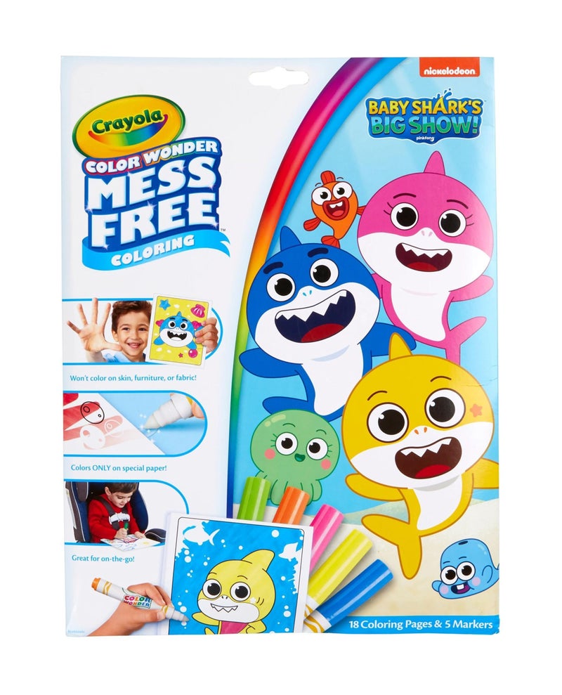 Crayola Baby Shark Color Wonder Pages, Mess Free Coloring for Toddlers, Coloring Activity, Travel Activities, Toddler Toys & Gifts, 3+ - Image 1