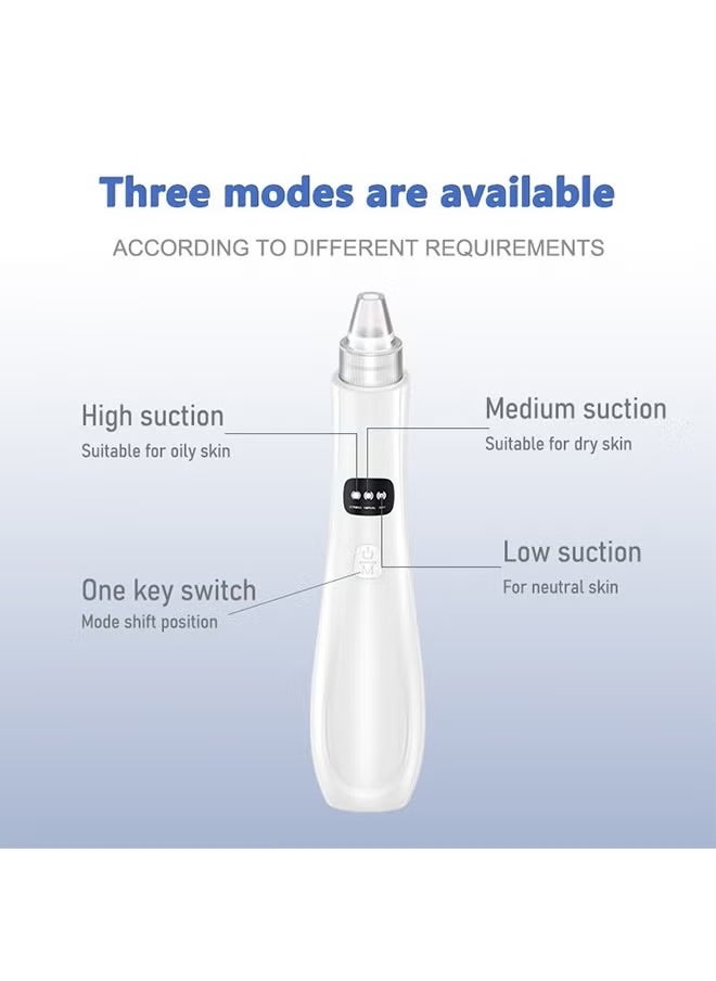 BTFMEI - Blackhead Remover Vacuum Pore Cleaner, Face Electric Blackhead Extractor Tool with 5 Replacement Probes, USB Rechargeable Facial Cleaning Tools (White) - Image 1