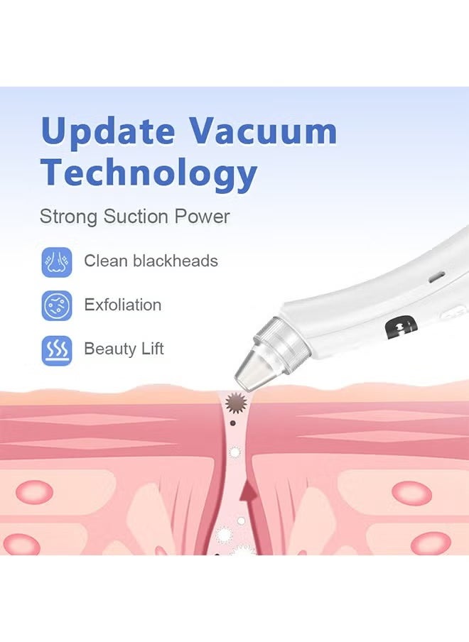 BTFMEI - Blackhead Remover Vacuum Pore Cleaner, Face Electric Blackhead Extractor Tool with 5 Replacement Probes, USB Rechargeable Facial Cleaning Tools (White) - Image 1