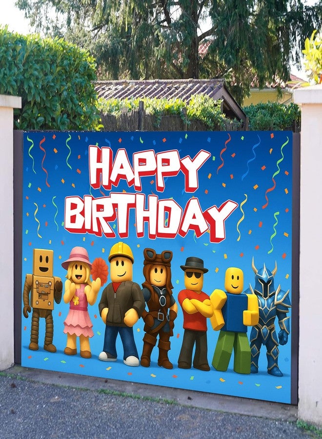 IndoTribe Video Game Birthday Decorations Happy Birthday Banner for Boys 6x4ft Pixel Backdrop Villager Gaming Birthday Party Decorations Video Game Backdrop for Kids Miner Boys Birthday Party Decorations - Image 2