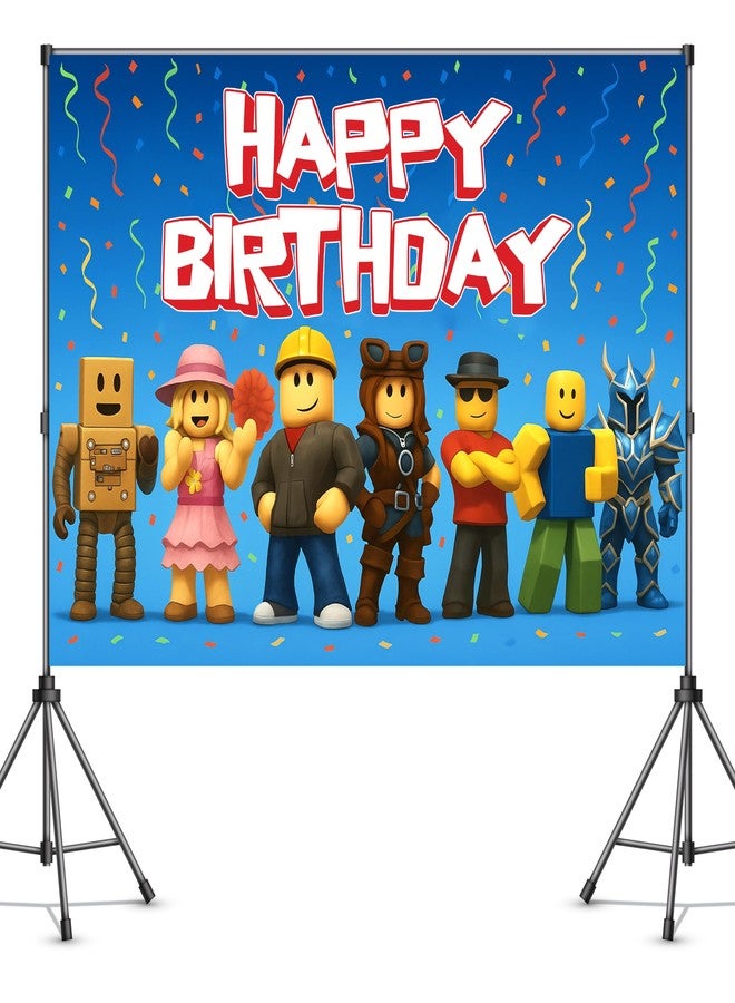 IndoTribe Video Game Birthday Decorations Happy Birthday Banner for Boys 6x4ft Pixel Backdrop Villager Gaming Birthday Party Decorations Video Game Backdrop for Kids Miner Boys Birthday Party Decorations - Image 3