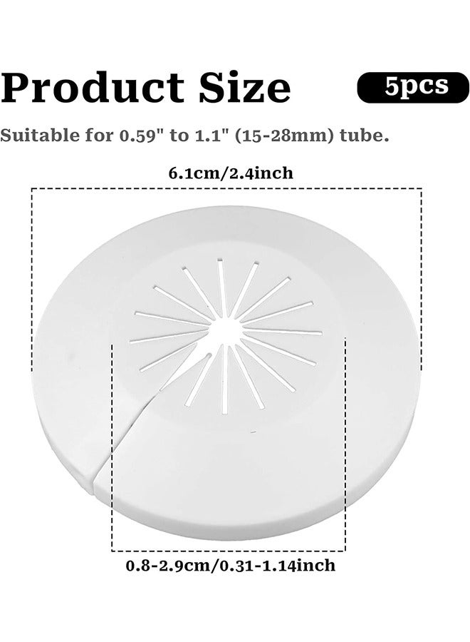 MVAQKLM  5 Pcs Pipe Cover Decoration Radiator Pipe Covers for 14mm-29mm Plastic Escutcheon Plumbing Cover Plates Water Pipe Cover Water Pipe Drain Line Cover Plastic White Toilet Pipe Cover - Image 2