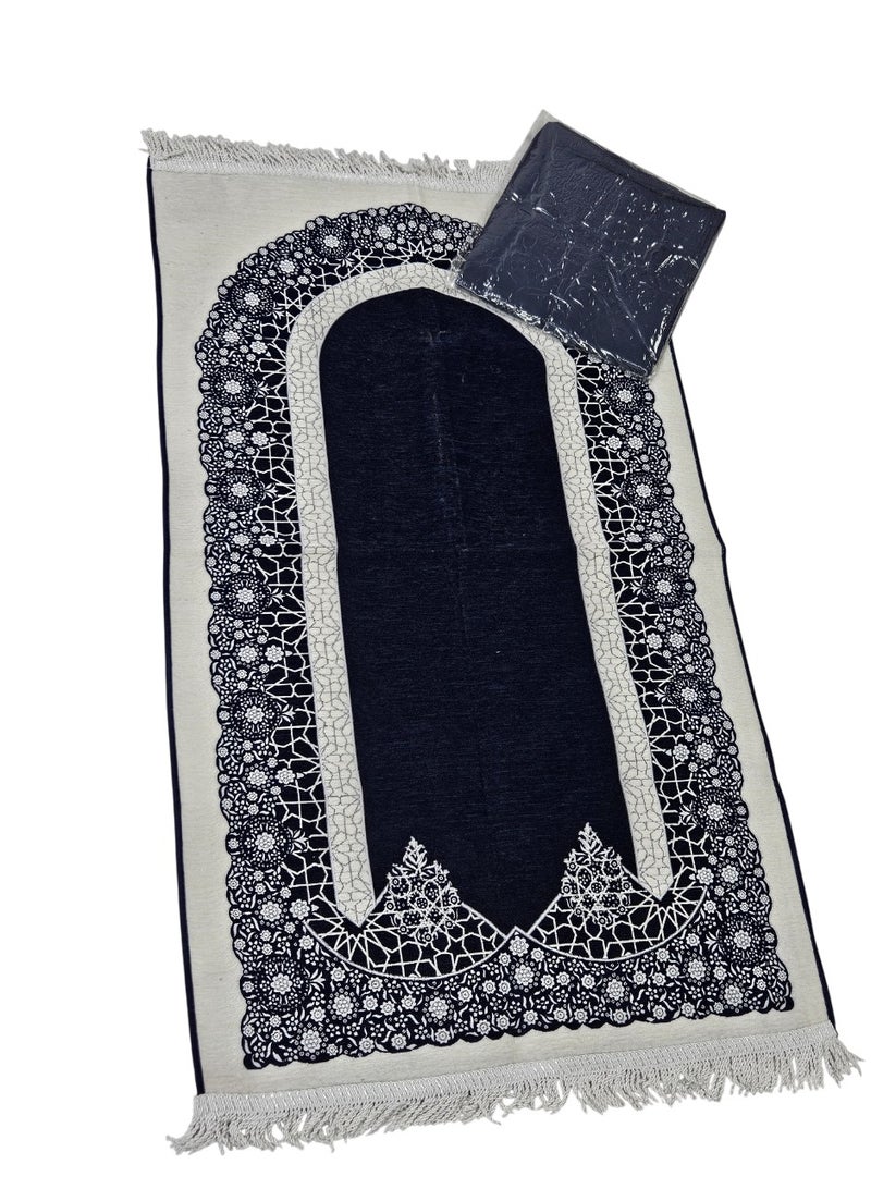 سمارت هوم سجادة صلاه مبطنة مع جلال بتصميم رسوم إسلامية منقوشة مبطنة/شرشف صلاة  شانيل 110*70 سم ، مقاس الجلال 250*200 سم - Image 2