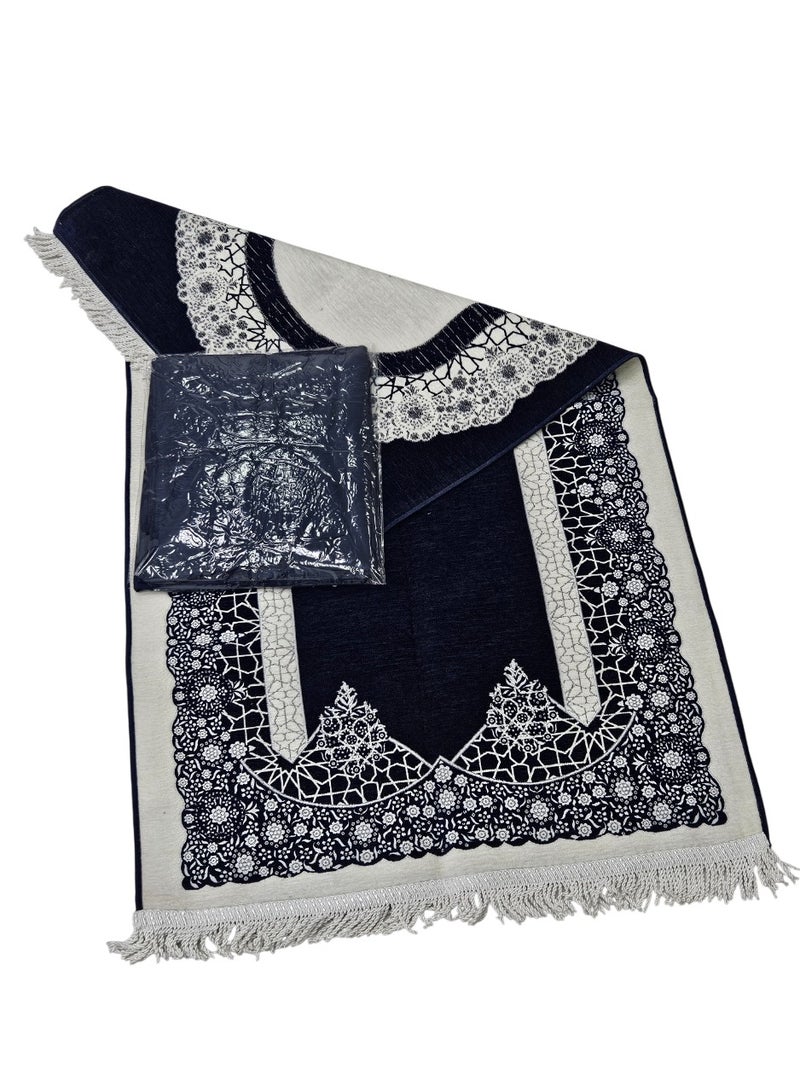 سمارت هوم سجادة صلاه مبطنة مع جلال بتصميم رسوم إسلامية منقوشة مبطنة/شرشف صلاة  شانيل 110*70 سم ، مقاس الجلال 250*200 سم - Image 4