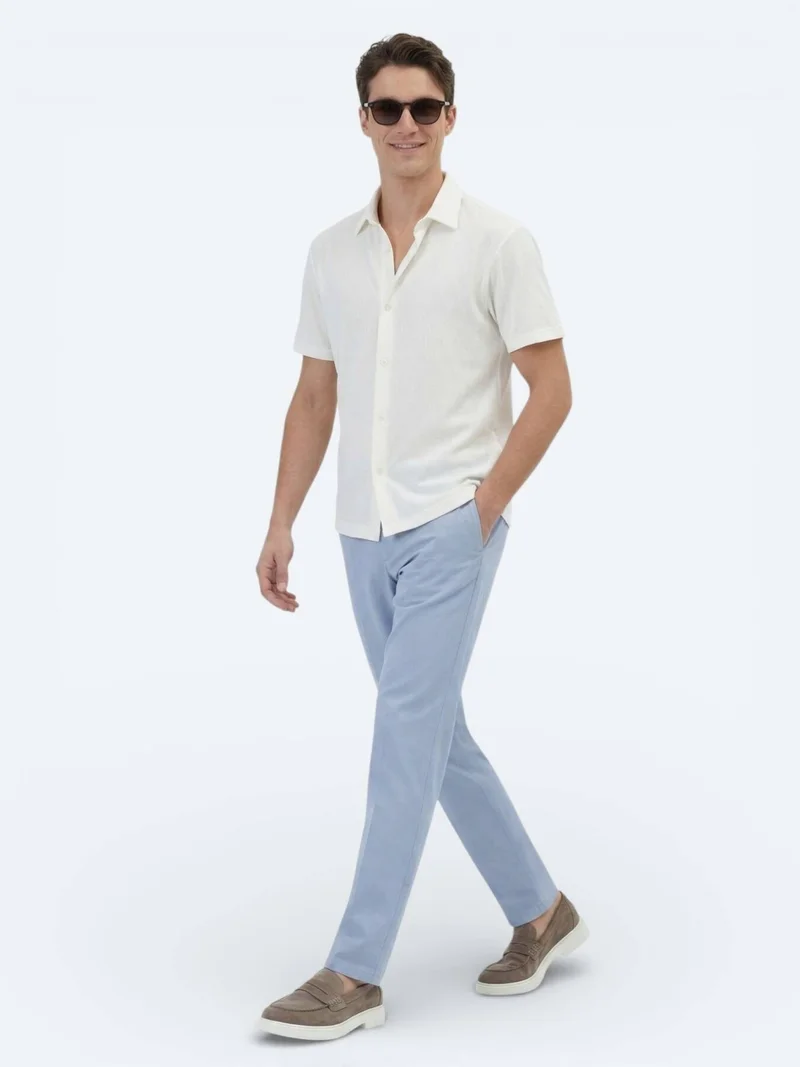 Kip Ecru Patterned Regular Fit Short Knitting Casual Shirt