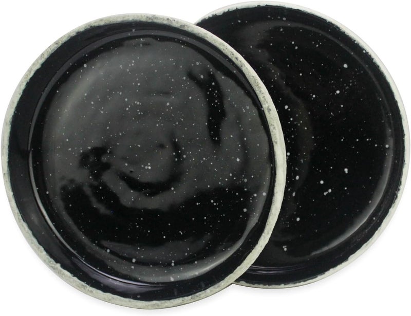 roro 8Inch Handcrafted Ceramic Pasta Bowl  Rustic White with Glossy Black Speckled Interior  Contemporary Modern Tableware for Saucy Dishes Salads and More - Image 1