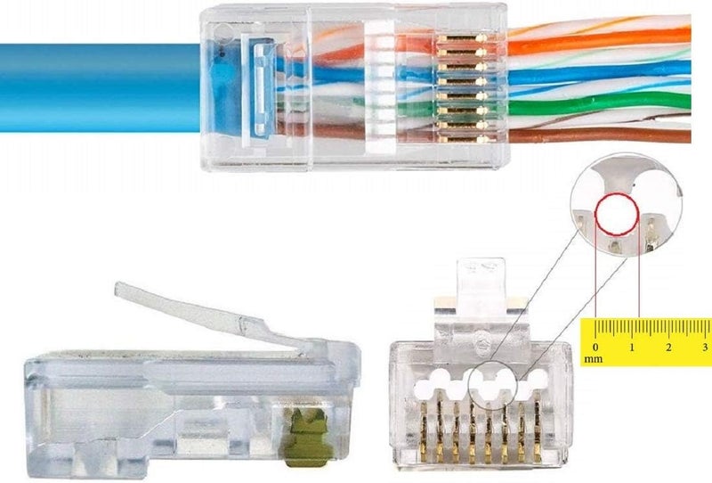 UbiGear 100 Pcs CAT6 RJ45 Pass Through 23 AWG Network Cable Modular Gold-Plated Plug 8P8C Connector End - Image 2