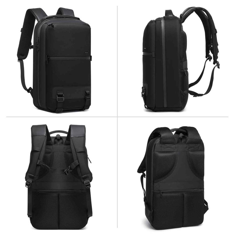 OZUKO Waterproof Lightweight Travel Laptop Backpack for Men, 90 Degree Flat-Open Design, Hidden Anti-Theft Pockets, Flight-Ready Daypack, Black, 9851 - Image 3