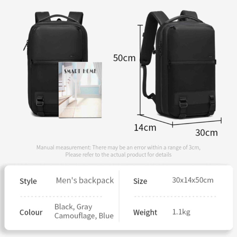 OZUKO Waterproof Lightweight Travel Laptop Backpack for Men, 90 Degree Flat-Open Design, Hidden Anti-Theft Pockets, Flight-Ready Daypack, Black, 9851 - Image 5