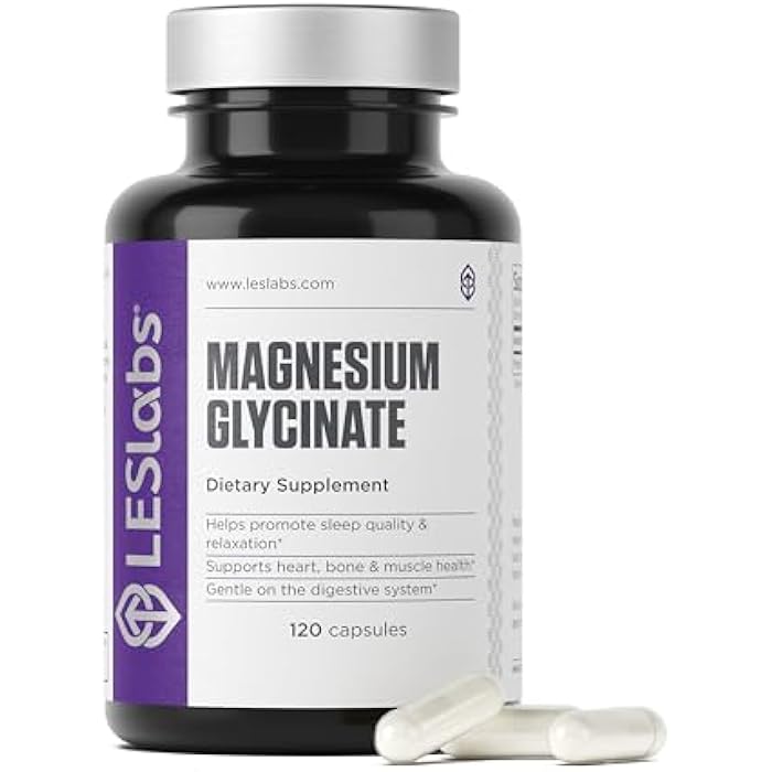LES Labs Magnesium Glycinate – Supports Restful Sleep, Heart Health, Stress Relief, Metabolism, Nerve & Muscle Function, Gentle on the Digestive System – Non-GMO Supplement – 120 Capsules - Image 1