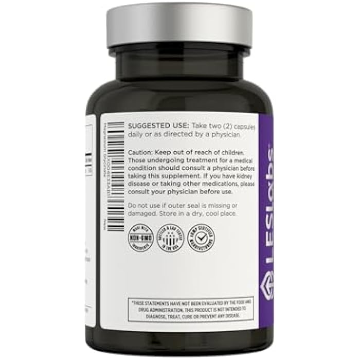 LES Labs Magnesium Glycinate – Supports Restful Sleep, Heart Health, Stress Relief, Metabolism, Nerve & Muscle Function, Gentle on the Digestive System – Non-GMO Supplement – 120 Capsules - Image 3