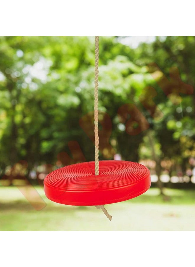 Toy Park - Toy Park Plastic Disc Swing Outdoor Indoor Hanging Plate Children Swing Disc Seat Kids Round Rope Playground Garden Play Activity with Height Adjustable (Red) - Image 1