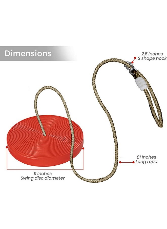 Toy Park - Toy Park Plastic Disc Swing Outdoor Indoor Hanging Plate Children Swing Disc Seat Kids Round Rope Playground Garden Play Activity with Height Adjustable (Red) - Image 1
