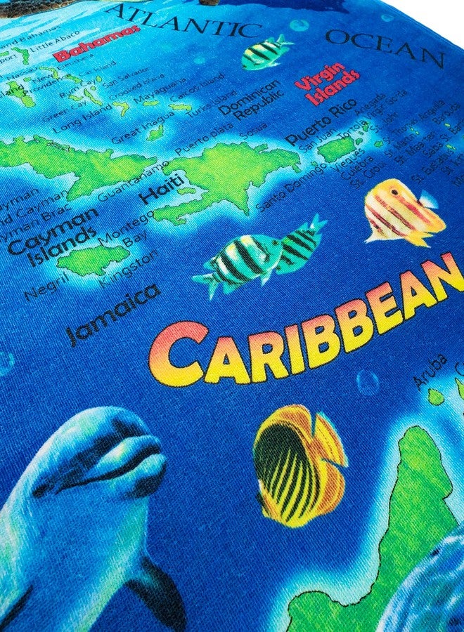 Beachland Dolphins Beach Towel 30 x 60 inch 100% Cotton - Caribbean Map - Bottlenose Dolphin Underwater - Image 4