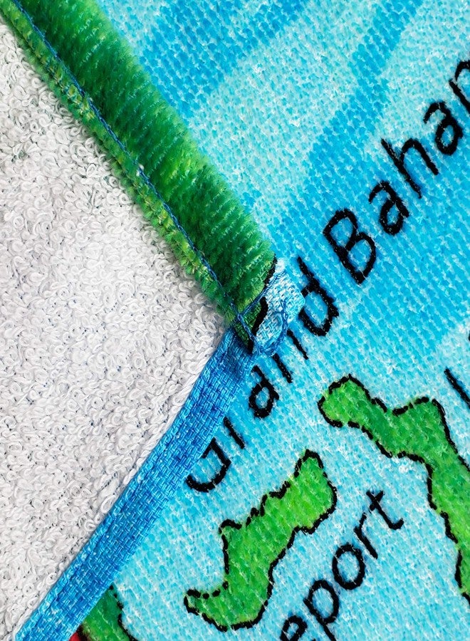 Beachland Dolphins Beach Towel 30 x 60 inch 100% Cotton - Caribbean Map - Bottlenose Dolphin Underwater - Image 2