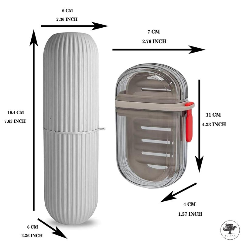 Sulfar Combo Pack of Transparent Soap Case and Grey Toothbrush Case - Image 3