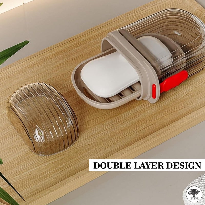 Sulfar Combo Pack of Transparent Soap Case and Grey Toothbrush Case - Image 4