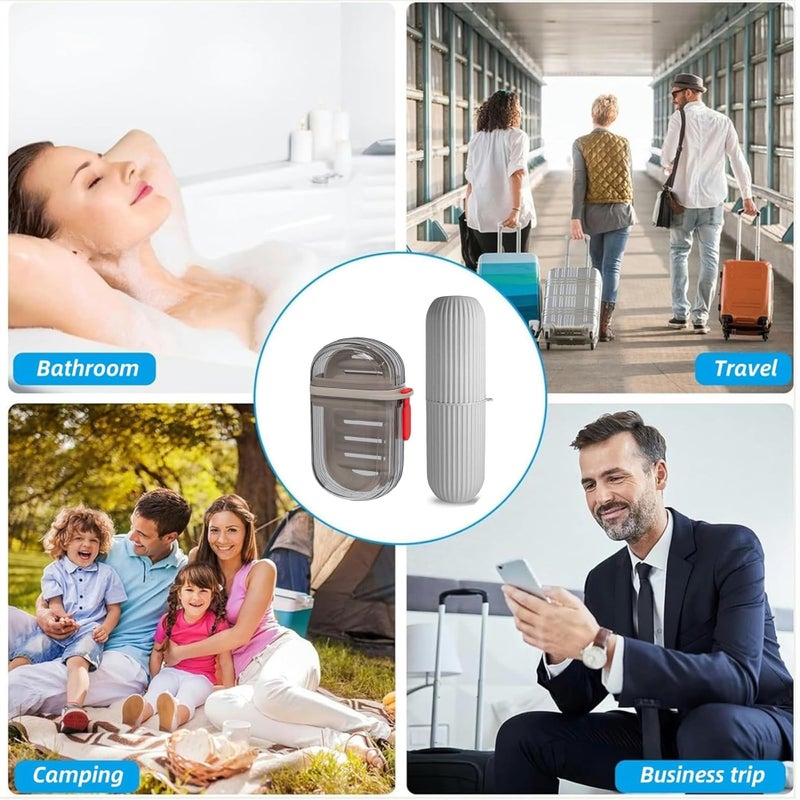 Sulfar Combo Pack of Transparent Soap Case and Grey Toothbrush Case - Image 2