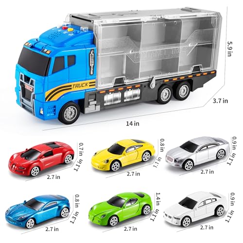 TEMI Transport Cars Carrier Set Toys wPlay Mat Diecast Vehicles Truck Alloy Metal Race Model Car Toys for Toddler Age 39 Kids Boys Girls - Image 5