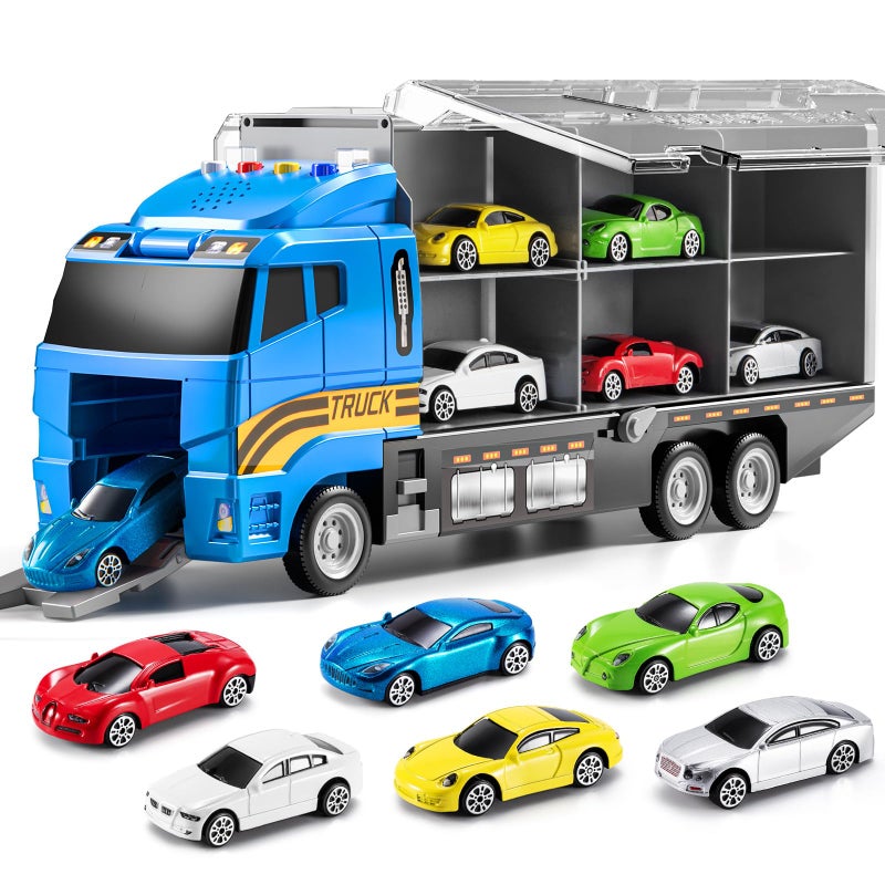 TEMI Transport Cars Carrier Set Toys wPlay Mat Diecast Vehicles Truck Alloy Metal Race Model Car Toys for Toddler Age 39 Kids Boys Girls - Image 2