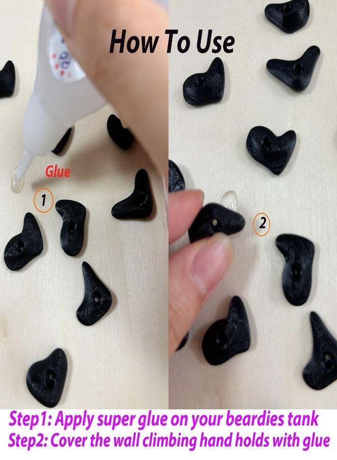 JILINWEI 24Pcs Rock Climbing Holds for Bearded Dragons,Reptiles Toy Rock Wall Holds,6 Multi-Size Climbing Rock Wall Grips for Bearded Dragons Tank Accessories,Black - Image 3