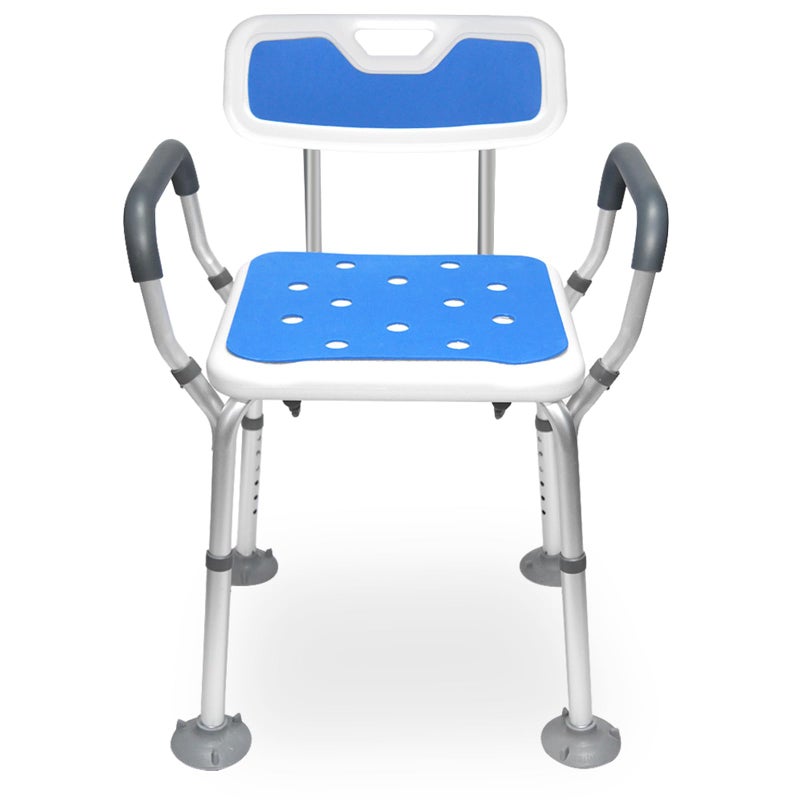 Shower Chair with Arms Heavy Duty Bath Chair with Back Inside Shower Transfer Bath Seat Padded Bench Portable Lift Height Adjustable Legs for Bathtub NonSlip feet