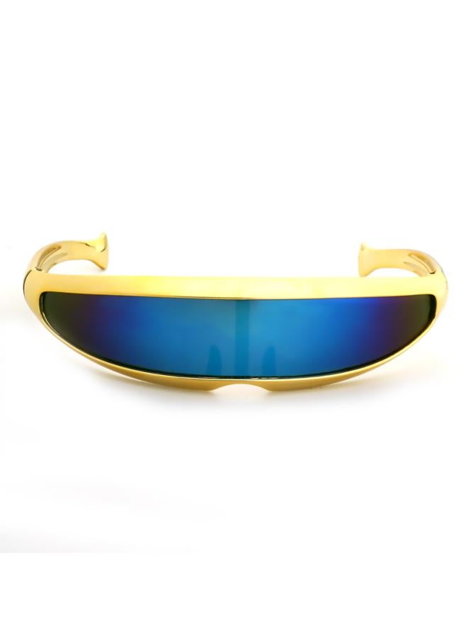 Generic Punk Cool Coated Cospaly Electroplated Gold And Silver Sunglasses Space Robot Stage Performance One-piece Film
