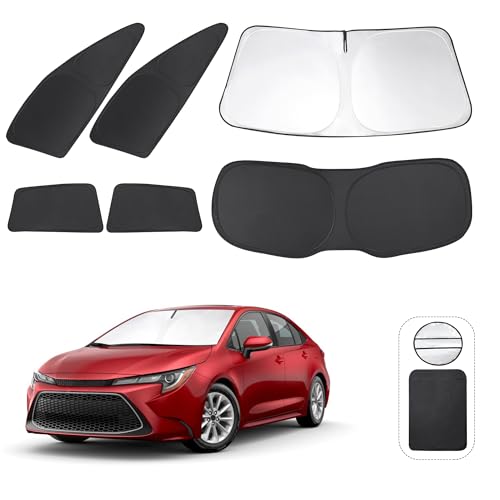 TINGLU Window Shades for Toyota Corolla 20202024 2025 Not for Corolla Cross Accessories Side Full Windows Cover Camping Rear Triangular Windshield Sun Shade Sun UV Rays Privacy Protection 6PCS