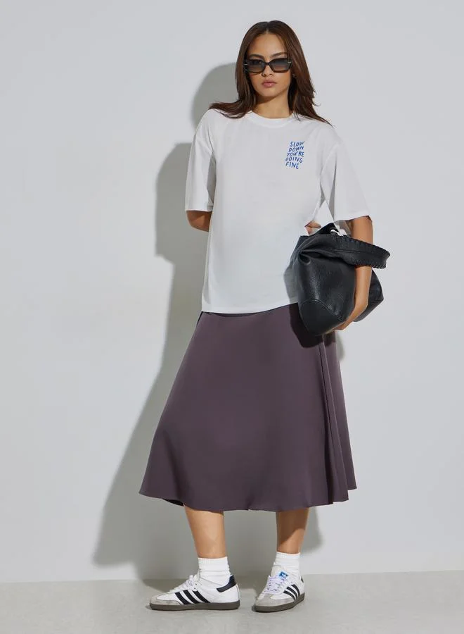 Styli White Slogan Print Oversized T-Shirt