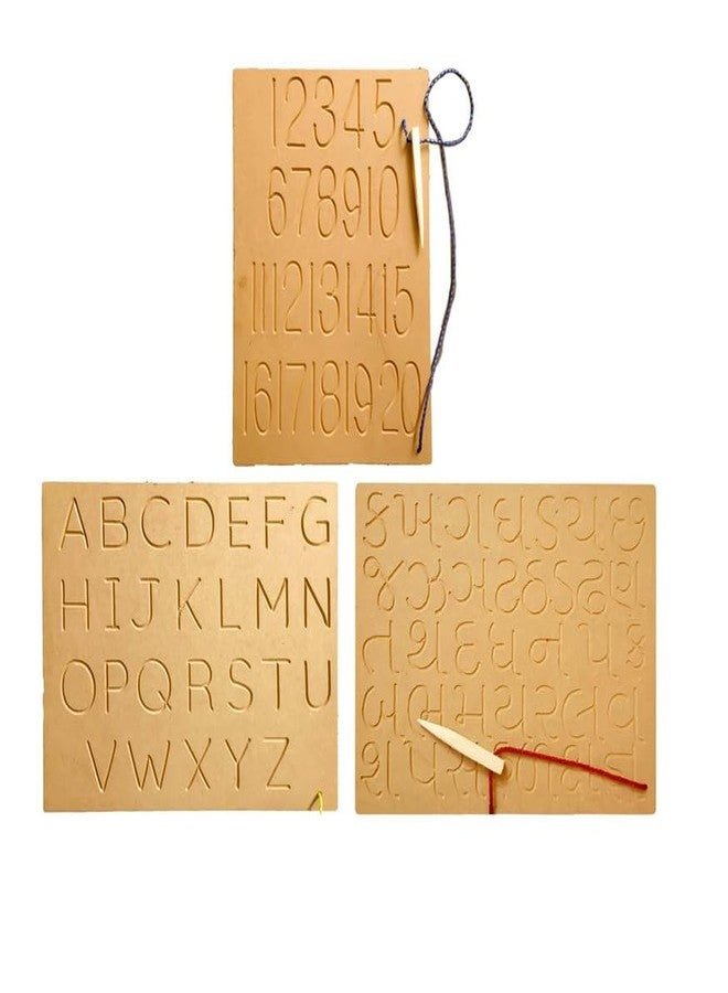 RCW Wooden Tracing Board for Kids Educational Learning Toys with Pencil Educational Letter Slate Writing Practice Board for 2+ Years Old Kids Ginti 1-20, Gujarati Ka KHA & Capital (Set of 3) - Image 1