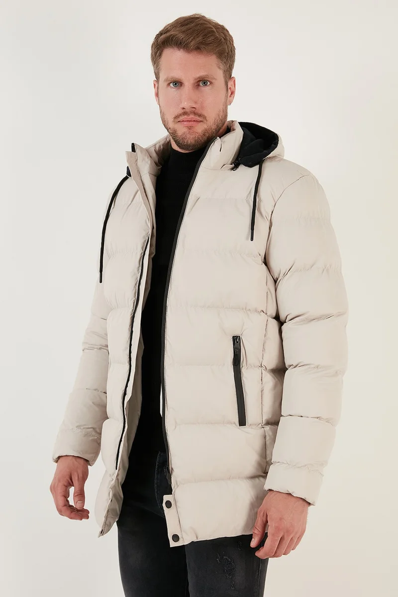 بوراتي Slim Fit Water and Wind Resistant Removable Hooded Puffer Coat Men's Coat 649009